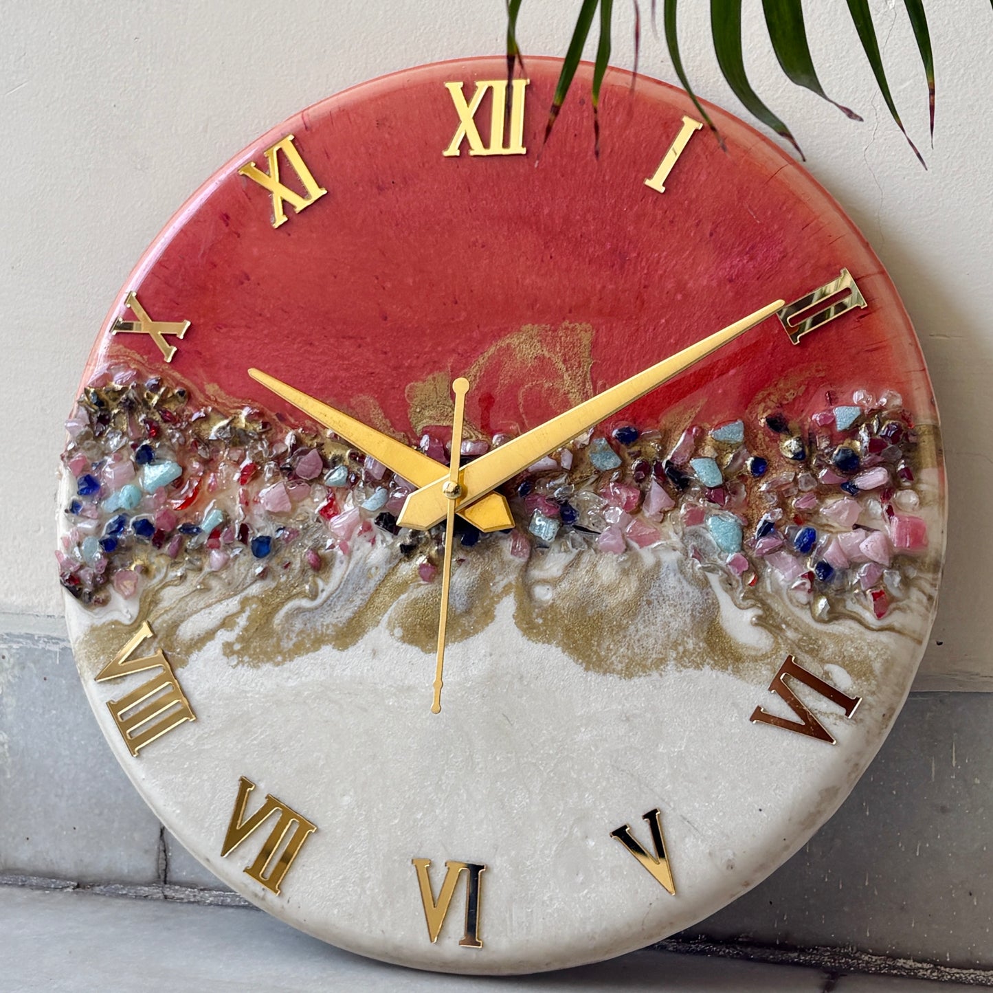 *Red orange Crown Silent Clock 30cm(CS)