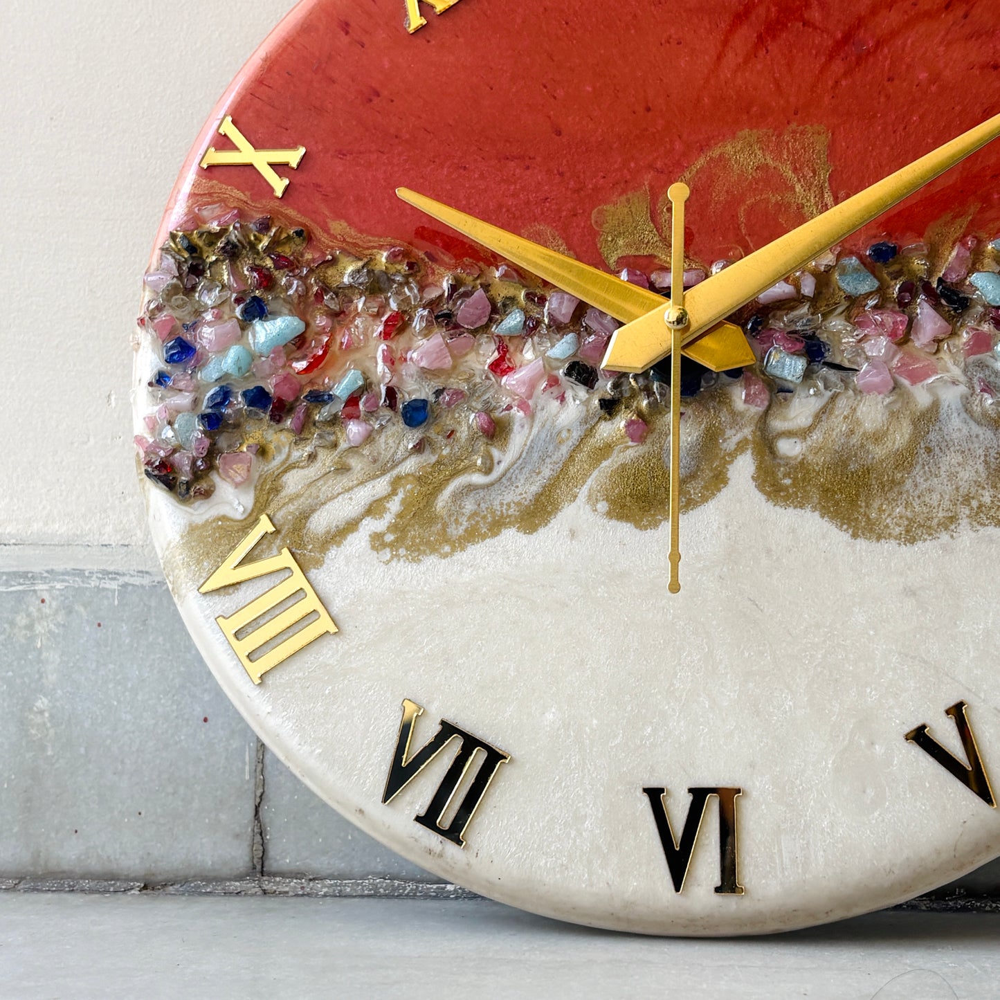 *Red orange Crown Silent Clock 30cm(CS)