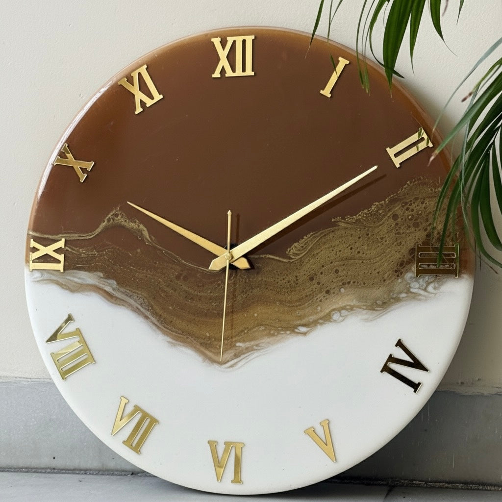 *Choco White Silent Clock 17.5 inches