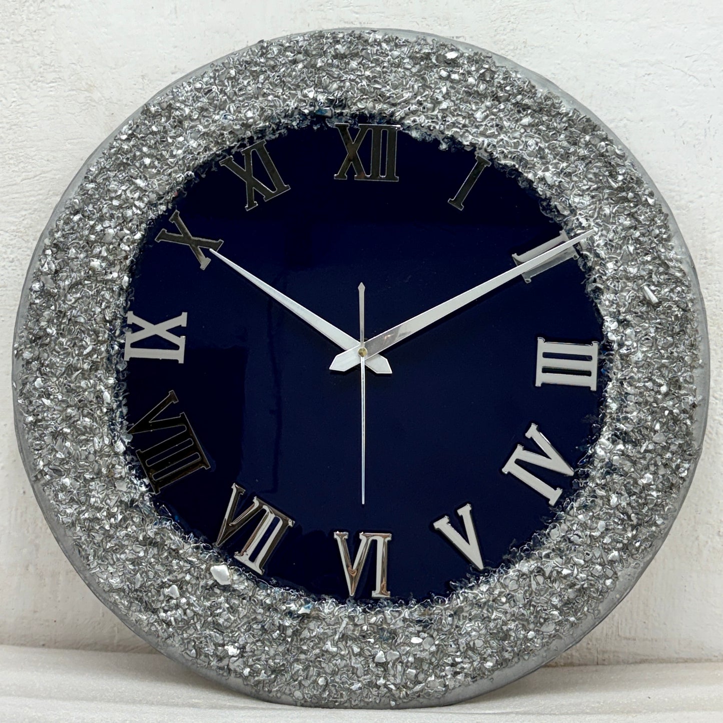 *Blue Silver Ring Silent Clock 17.5 inches(CS)