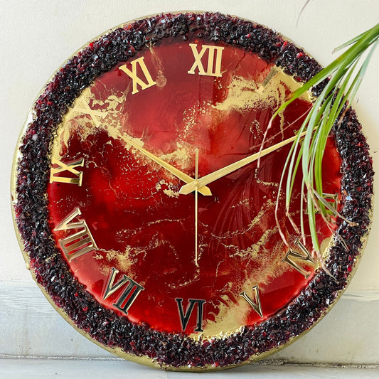 Red Ring Silent Clock 17.5 inches