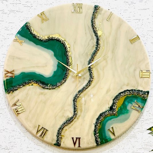*Green geode Clock Large 27 Inches
