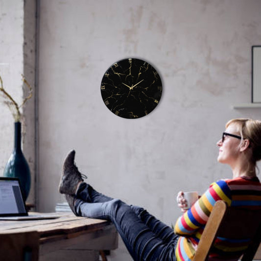 Black Stripes Silent Clock 12 inches