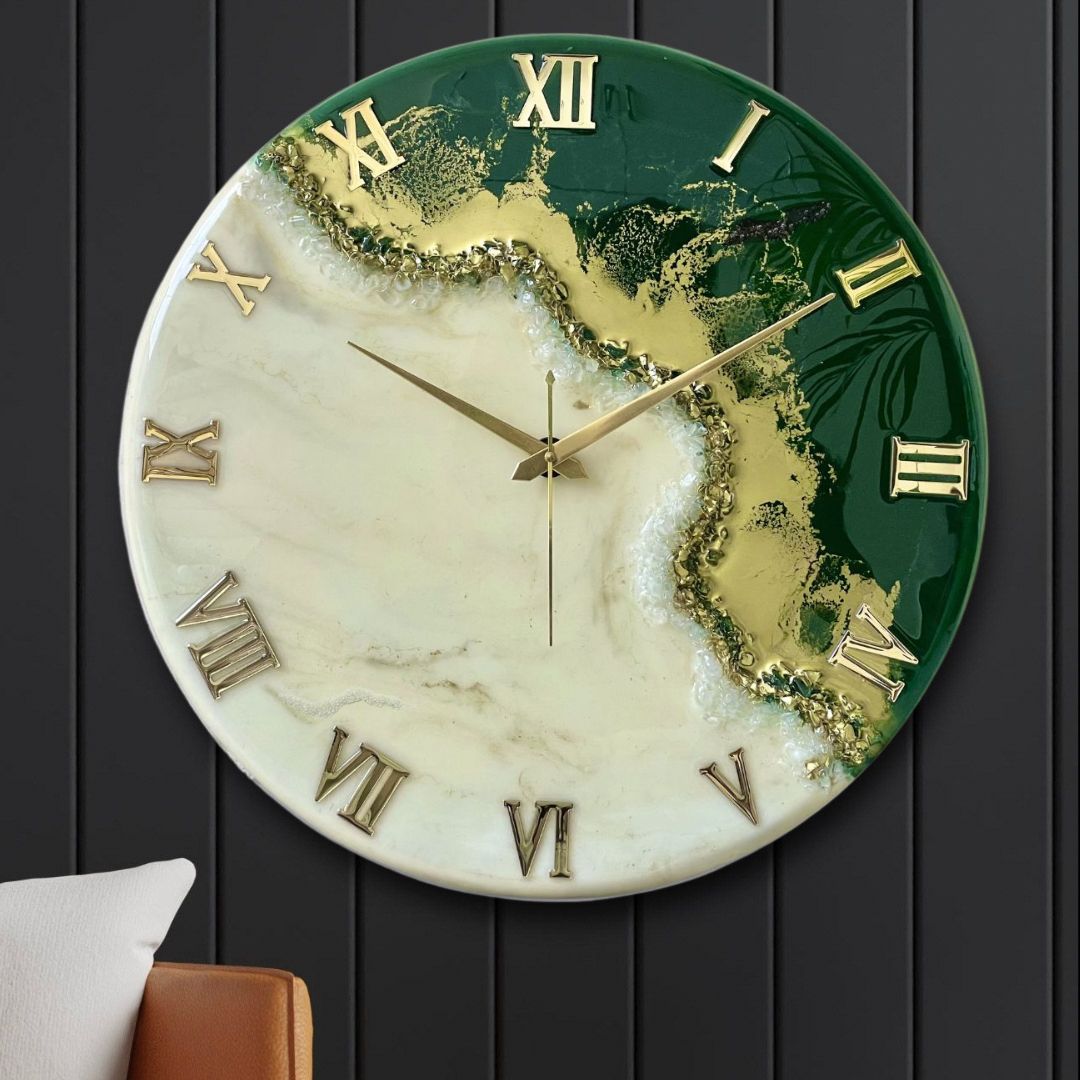 Green Fire Silent Clock 17.5 inches