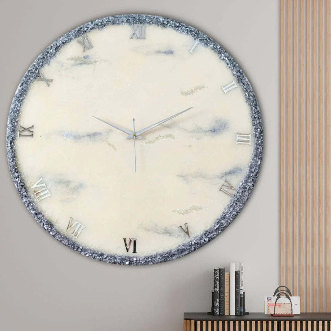 Silver Ring Large Silent Clock