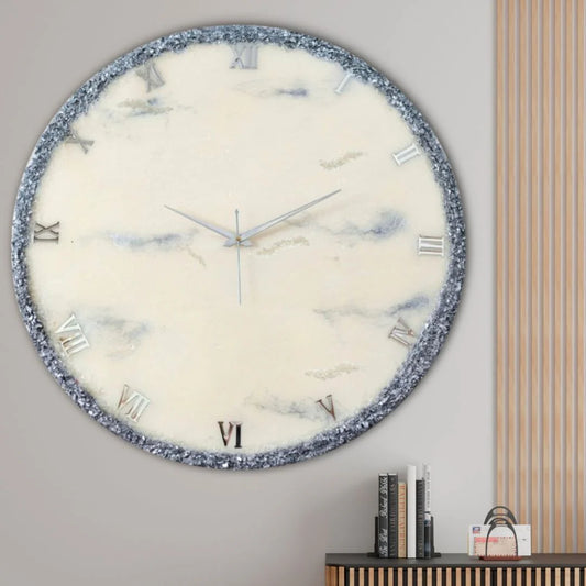 Silver Ring Large Silent Clock