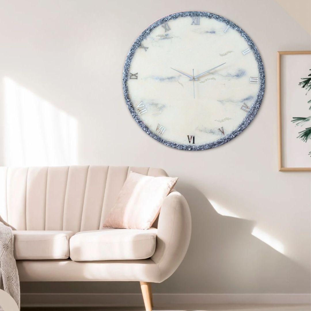 Silver Ring Large Silent Clock