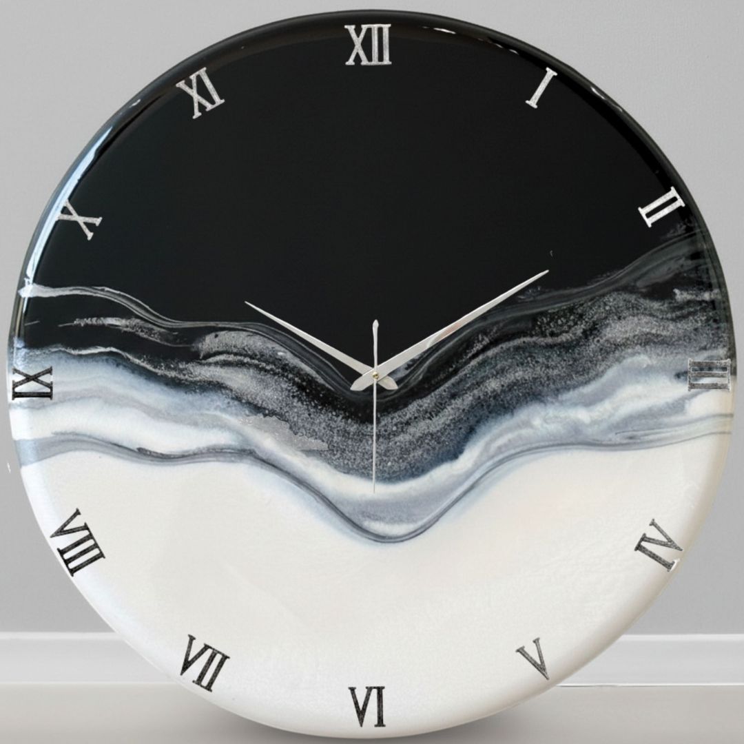 Silver Waves Silent Clock