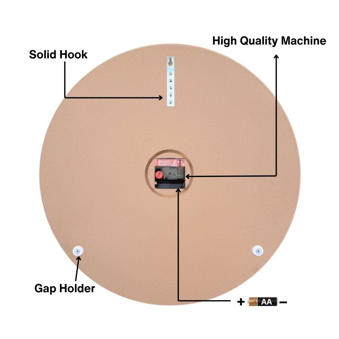 Rose Gold Stone Silent Clock 17.5 inches