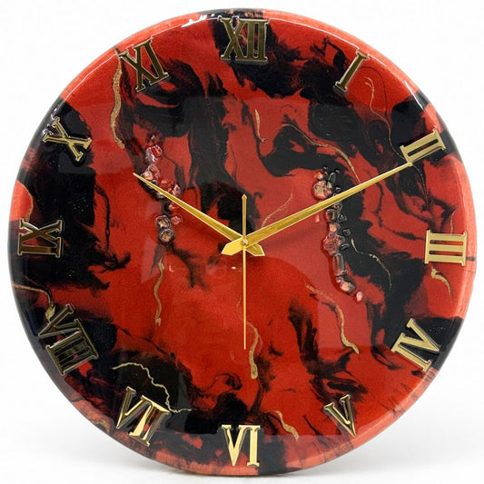 Red silent clock 17.5 inches