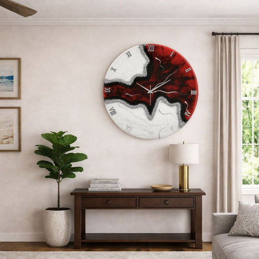 Crimson rift silent clock 17.5 inches