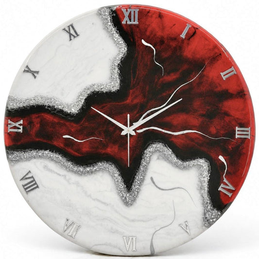 Crimson rift silent clock 17.5 inches
