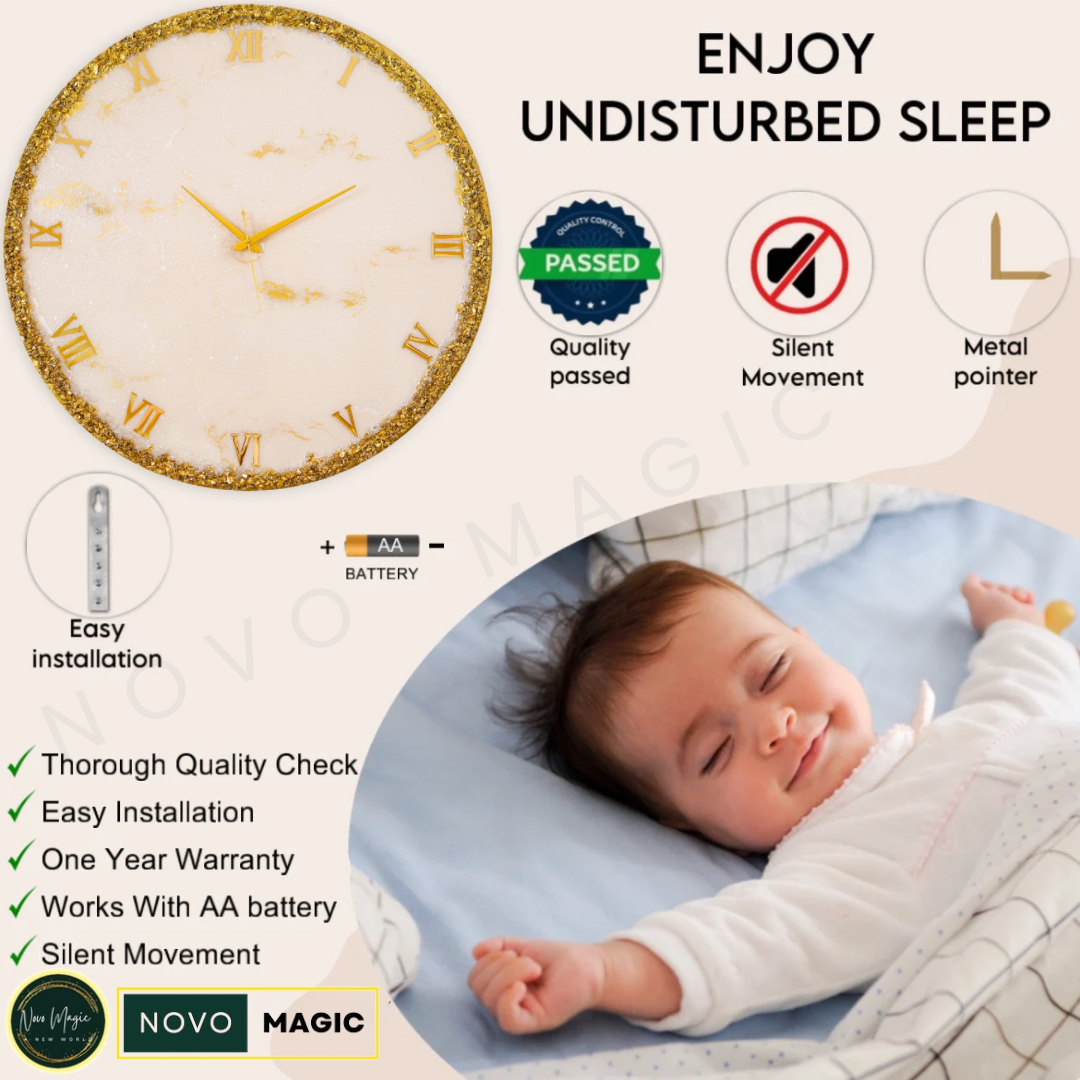 Golden Ring Medium Size Silent Clock 17.5 Inches