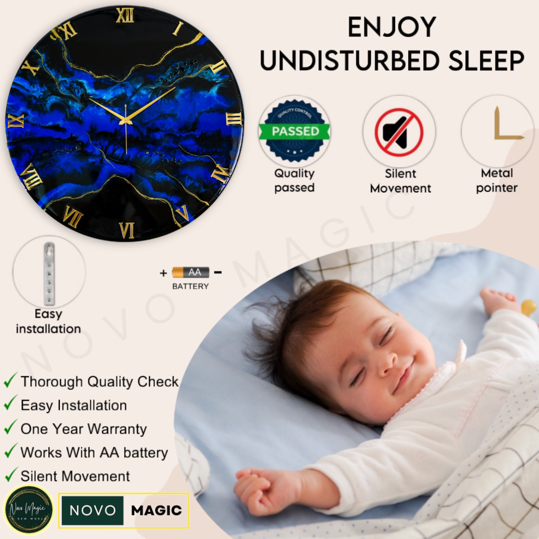 Deep Ocean Medium Size Silent Clock 17.5 Inches