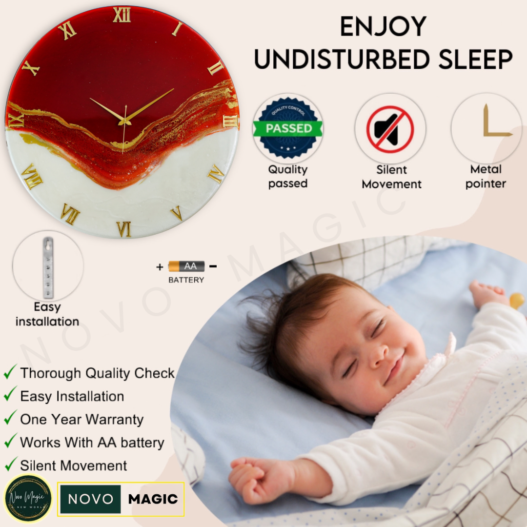 Red Stunner Medium Size Silent Clock 17.5 Inches