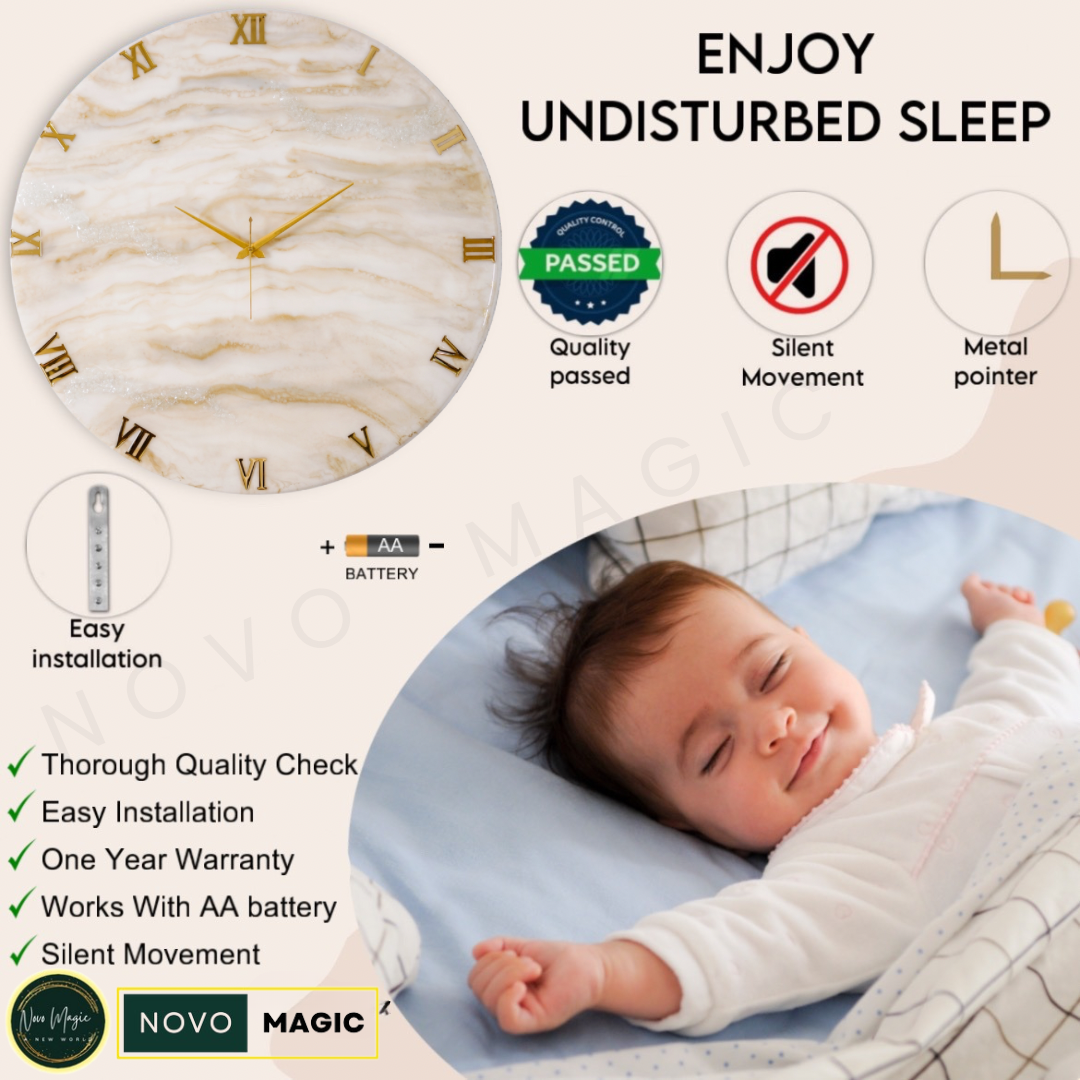 Golden Medium Size Silent Clock 17.5 Inches