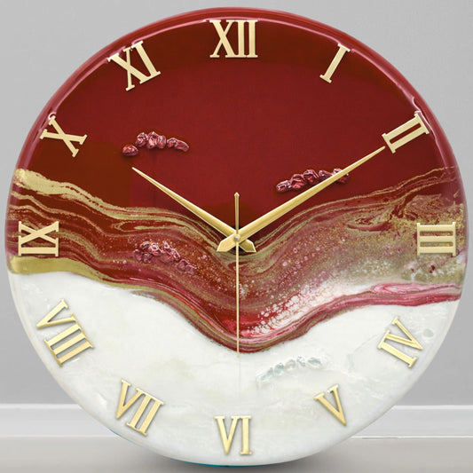 Maroon Waves silent clock 17.5 inches