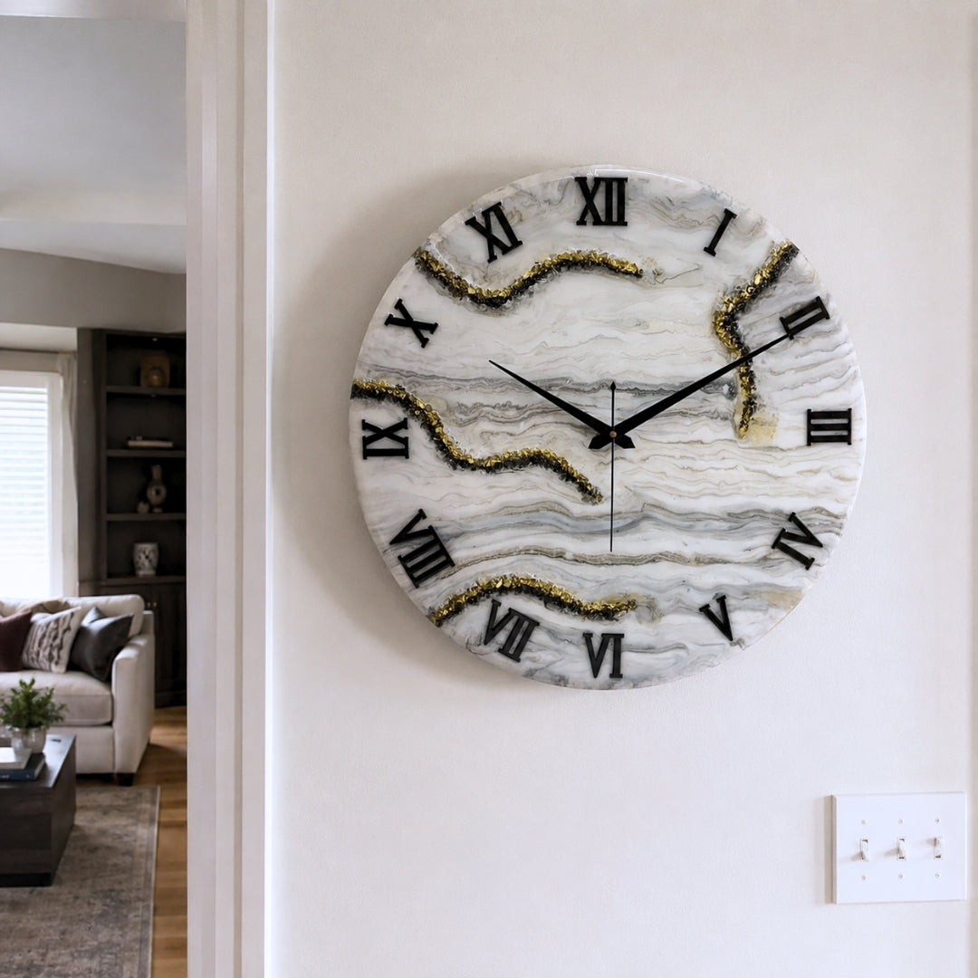 Black & White Desert Medium Size Silent Clock 17.5 Inches.