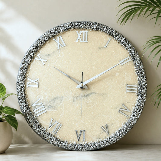 *Silver Ring  Silent Clock 17.5 inches(CS)