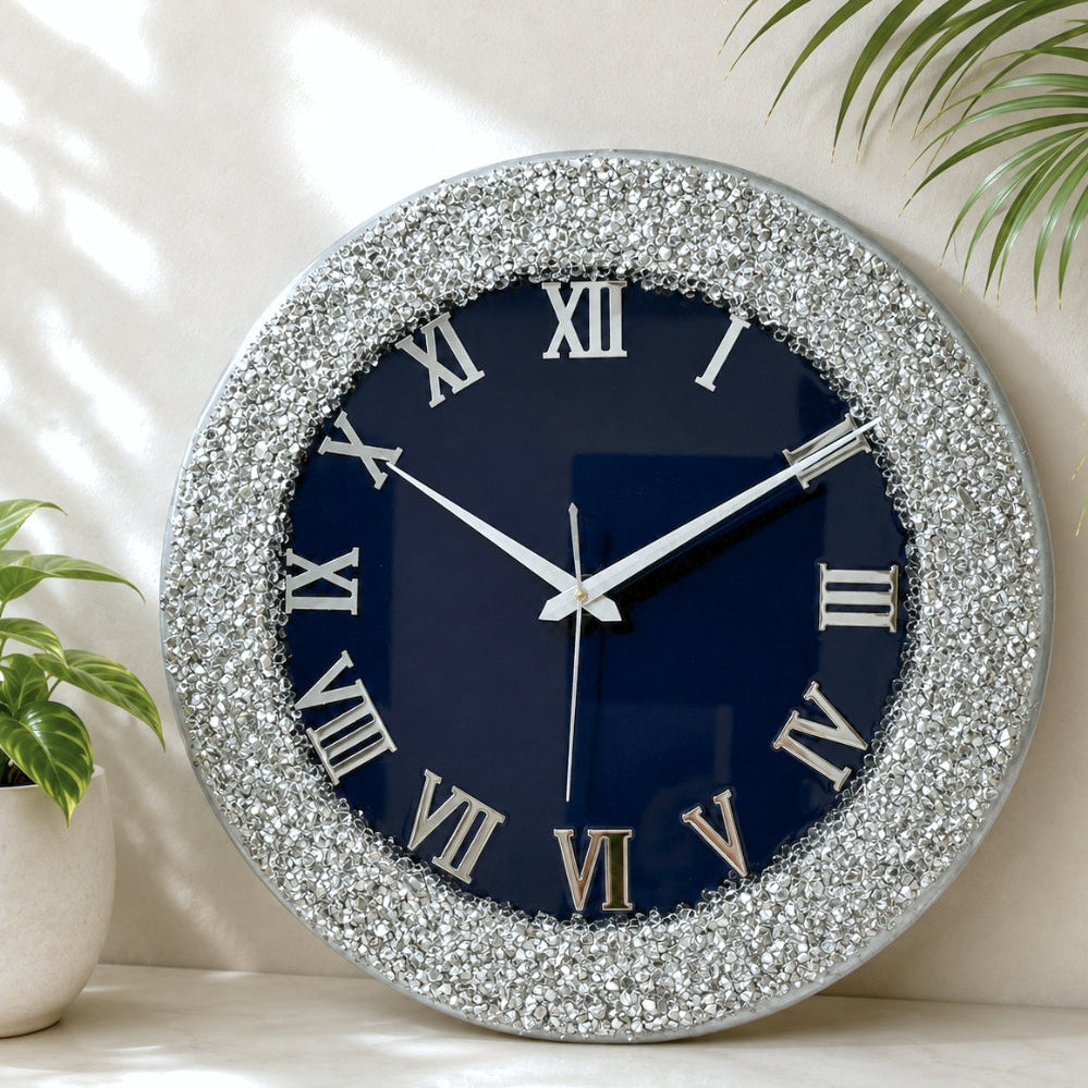 *Blue Silver Ring Silent Clock 17.5 inches(CS)