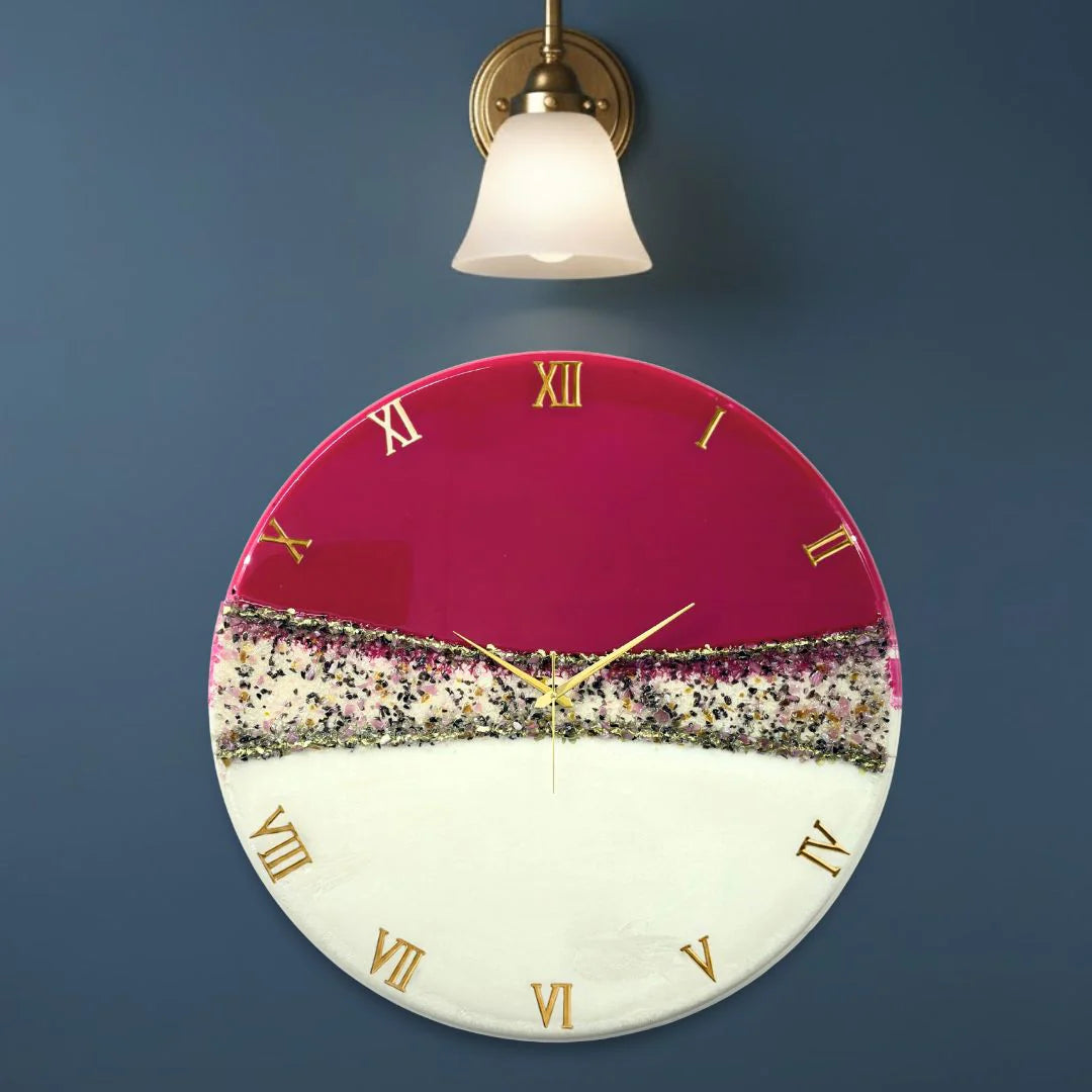 Pink Crown Medium Size Silent Clock 17.5 Inches