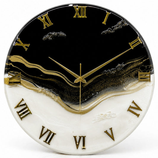 BLACK WHITE Clock 17.5 Inches