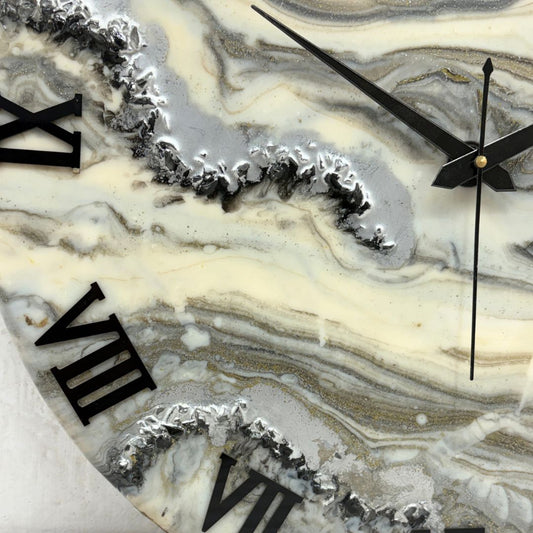 Black White Desert silent clock 17.5 inches (CS)