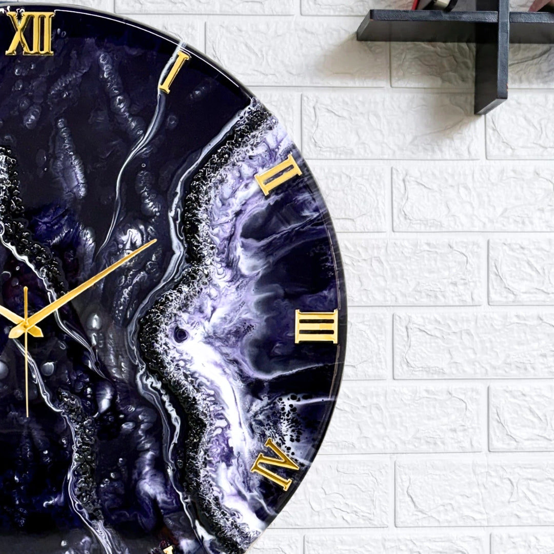 Deep Purple Crystal Clock 17 inches