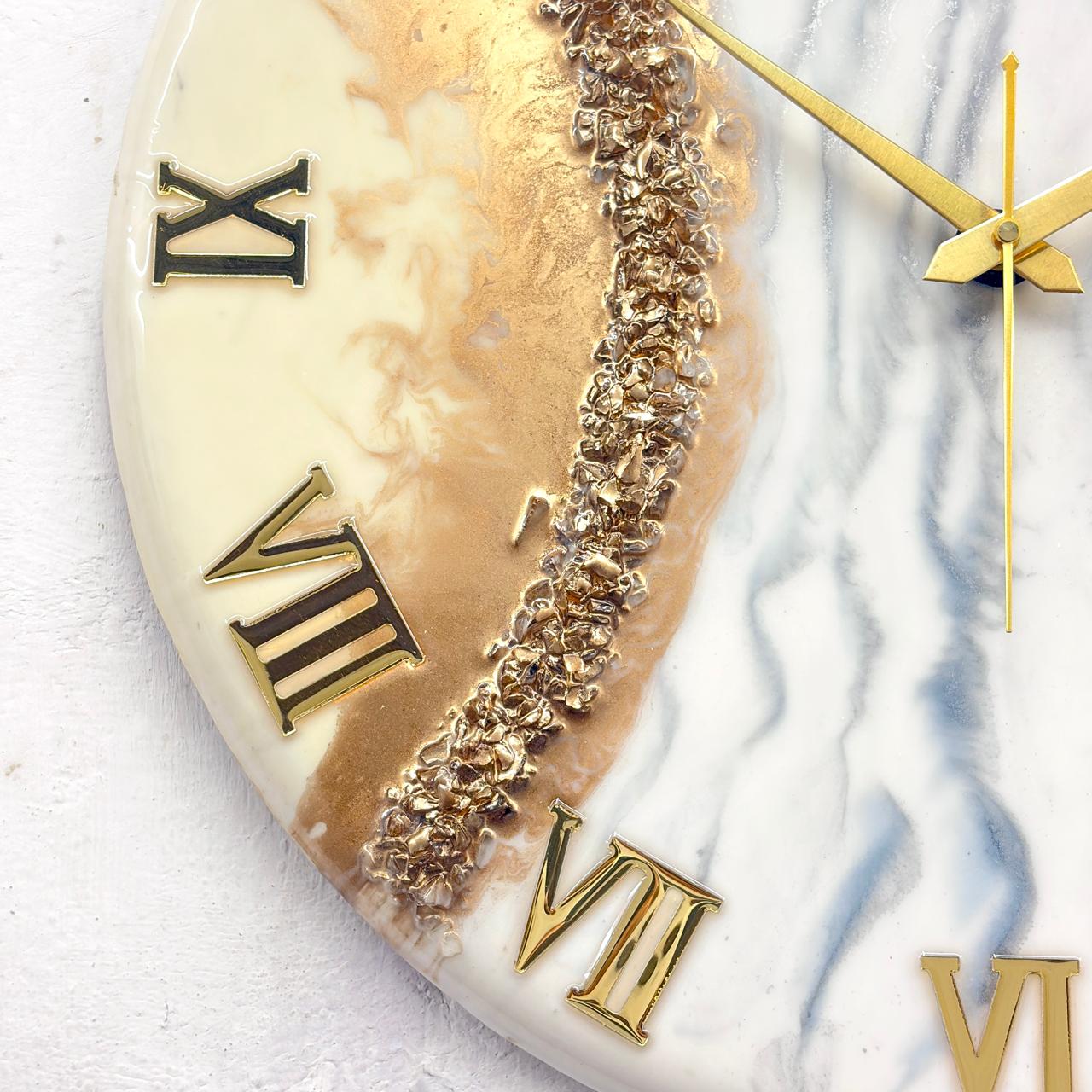 Rose Gold Stone Silent Clock 17.5 inches