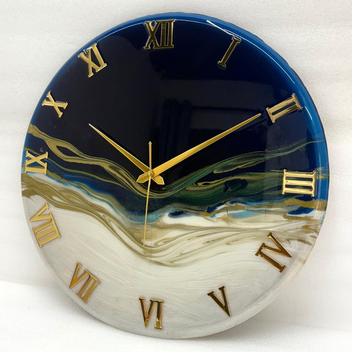 Blue Swipe silent Clock 17.5 inches