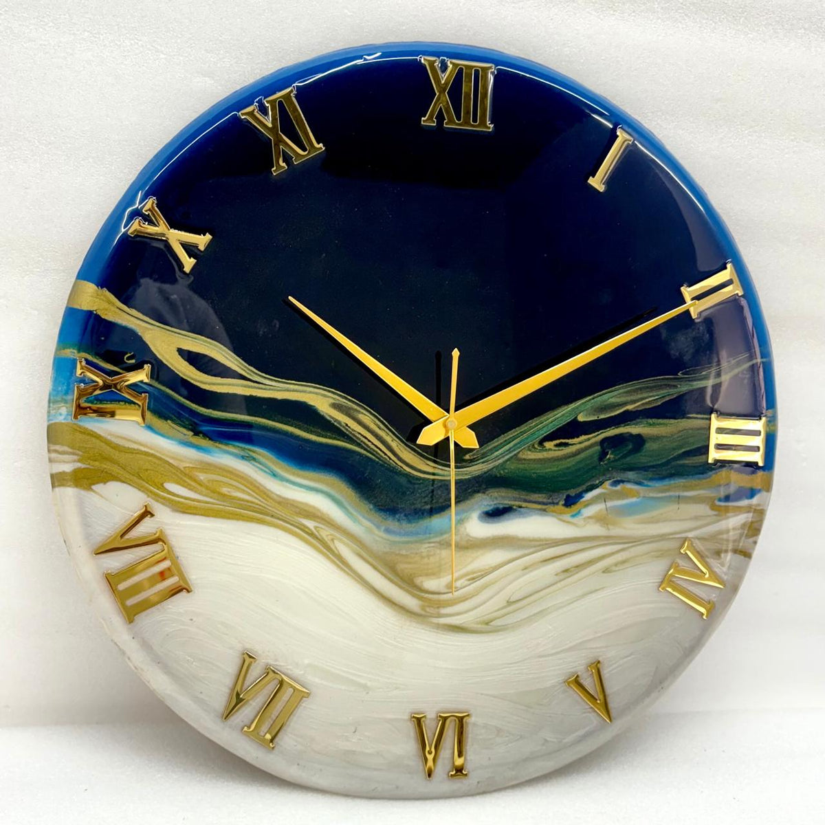 Blue Swipe silent Clock 17.5 inches