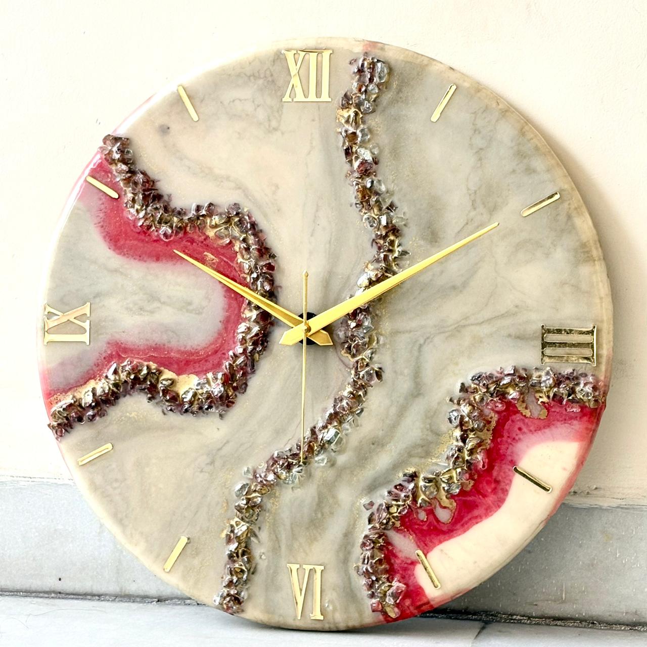 Cherry Geode Silent Clock 17.5 inches (CS)