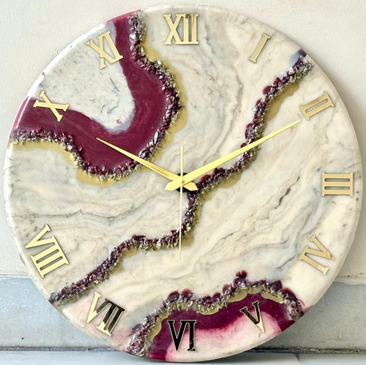 Cherry Geode Silent Clock 17.5 inches (CS)