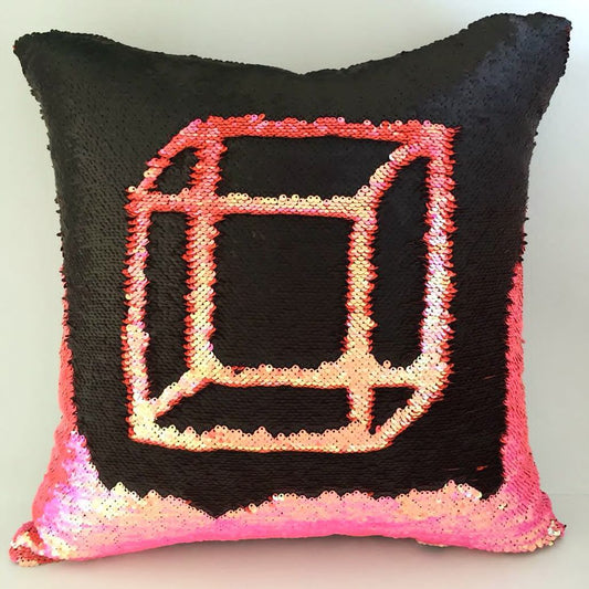 Mermaid Pillow Cover 16 X 16 Inches, Pillow Not Included (Pink/Black)
