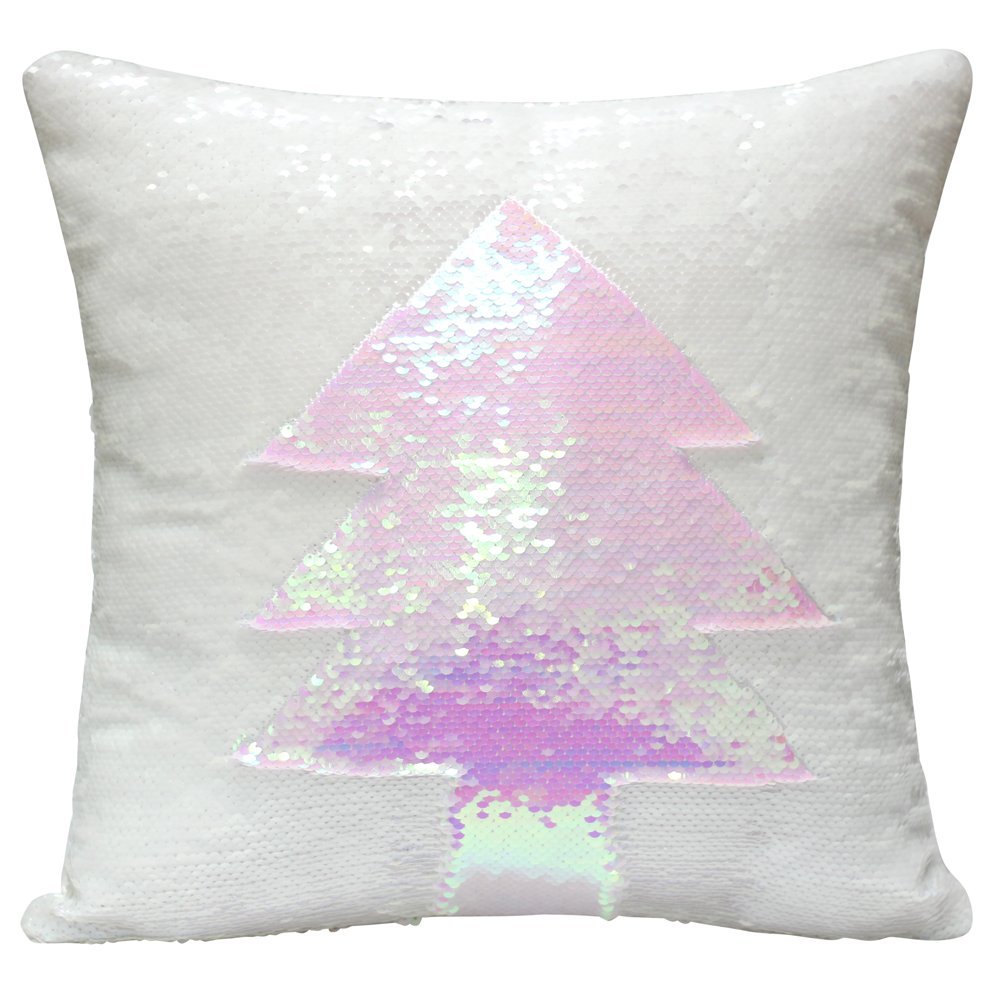 Mermaid Pillow Cover 16 X 16 Inches, Pillow Not Included (Iridescent White)