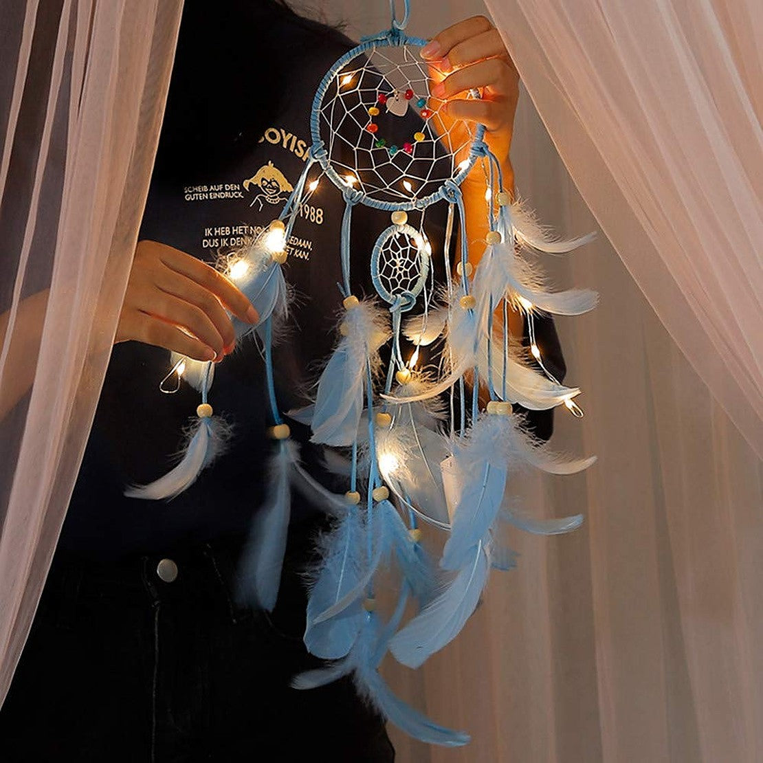 Dream Catcher With LED Light (Pastel Blue)