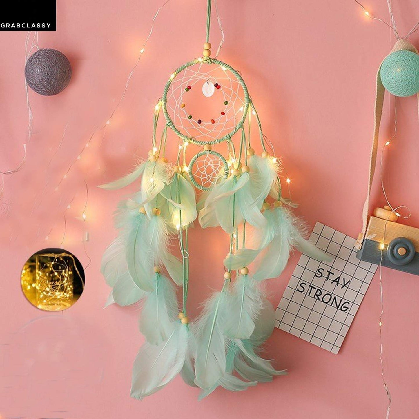 Dream Catcher With LED Light (Pastel Green)