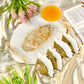 Milky White & Golden Handmade Tray With 6 Triangle Coasters