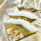 Milky White & Golden Handmade Tray With 6 Triangle Coasters