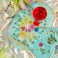 The Garden - Real Flowers Handmade Tray Set With 6 Coasters (Blue)