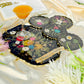 The Garden - Real Flowers Handmade Tray Set With 6 Coasters (Black)
