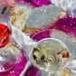 Glittery Beast - Handmade Resin Coasters Set Of 6 (Pink/Silver)