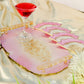 Pearl Pink & Pearl white Handmade Tray With 6 Triangle Coasters