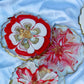 Abstract Handmade Red Tray With Six Coasters