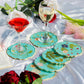 The Garden - Real Flowers Handmade Tray Set With 6 Coasters (Blue)
