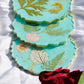 Real Flowers Handmade Set Of Six Coasters (Blue)