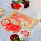 Abstract Handmade Red Tray With Six Coasters