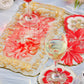 Abstract Handmade Red Tray With Six Coasters