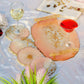 Peach Pearl & white Handmade Tray With Six Round Coasters