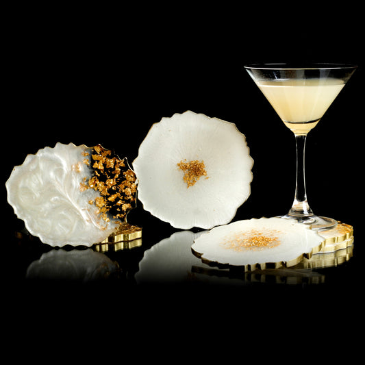 Pearl white - Handmade Resin Coasters Set Of 6